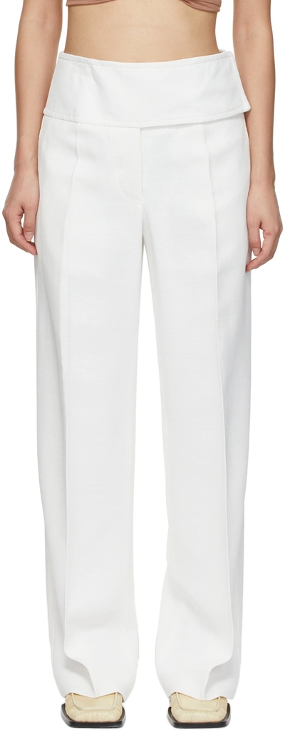 Jil Sander White Canvas Wide-leg Trousers In 100 White