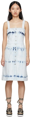 STELLA MCCARTNEY INDIGO STRIPE TIE-DYE DENIM DRESS