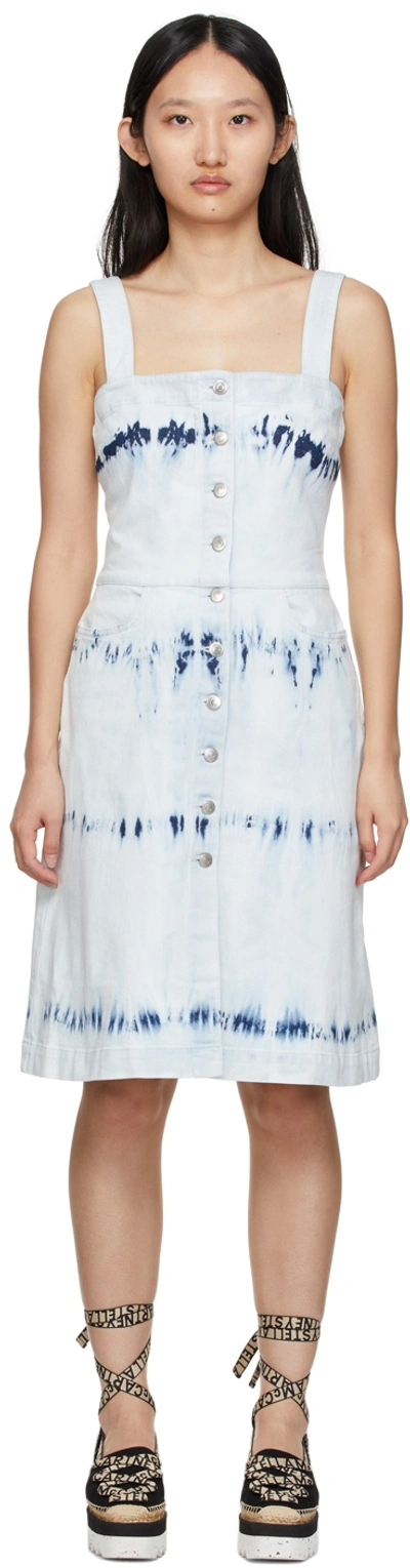 Stella Mccartney Tie-dye Bleach Denim Button-front Dress In Multicolour