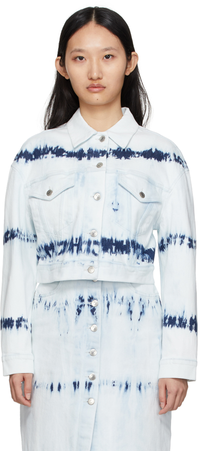 Stella Mccartney Indigo Stripe Tie-dye Cropped Denim Jacket In Multicolor