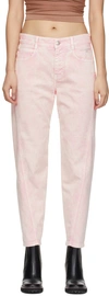 Stella Mccartney Fresh Peach Twisted Seam Crop Straight Leg Jeans In 8061 Peach