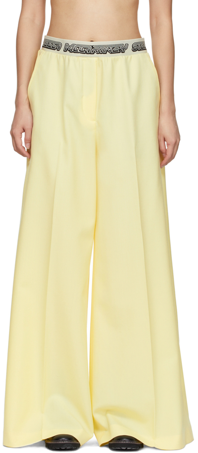 Stella Mccartney Yellow Logo Tape Trousers In 7052 Sherbet Yellow