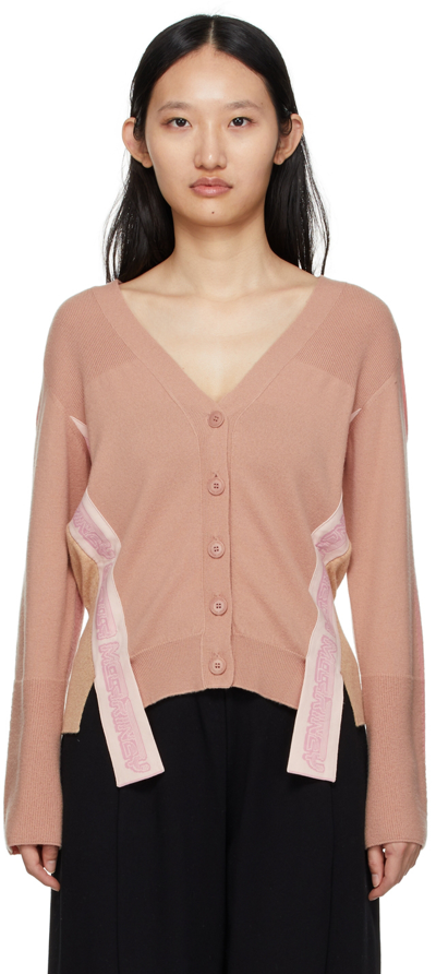 Stella Mccartney Jacquard-trimmed Color-block Wool Cardigan In Beige