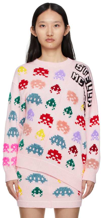 Stella Mccartney Asymmetric Cotton-blend Jacquard-knit Sweater In Multi