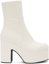 Dries Van Noten White Leather Platform Heeled Ankle Boots