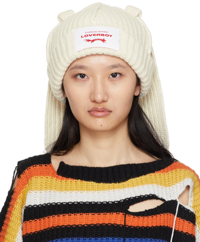 Charles Jeffrey Loverboy White Wool Chunky Rabbit Beanie In Ecru