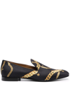 VERSACE GRECA-CHAIN LEATHER LOAFERS
