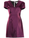 Milly V-neck Short-sleeved Mini Dress In Amethyst