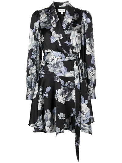 Milly Floral-print Tie-fastening Dress In Black Multi