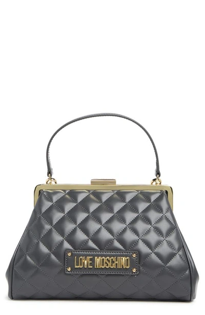 Love Moschino Borsa Quilted Leather Top Handle Bag In Grigio