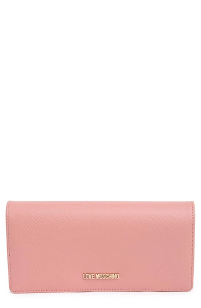 Love Moschino Bustina Leather Wallet In Cipria