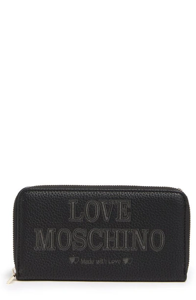 Love Moschino Portafogli Brand Logo Faux Leather Large Wallet In Nero