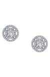 Lafonn Simulated Diamond Button Earrings In Clear/ Silver