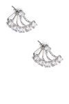 Cz By Kenneth Jay Lane Cz Curved Bar Drop Earrings In Clear/silver