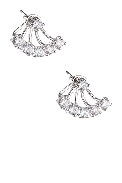 Cz By Kenneth Jay Lane Cz Curved Bar Drop Earrings In Clear/silver