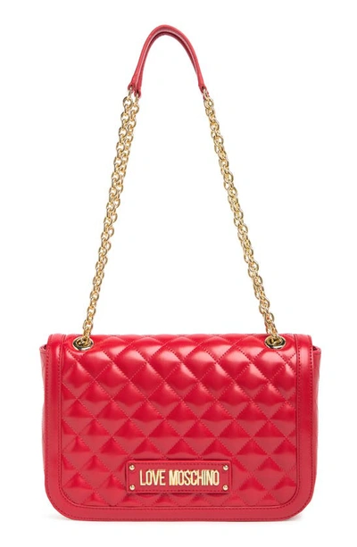 Love Moschino Borsa Quilted Leather Shoulder Bag In Rosso