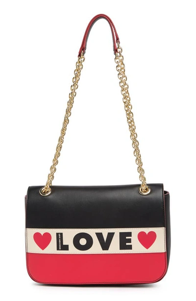 Love Moschino Borsa Pu Love Shoulder Bag In Ner/ Bia/ Ro