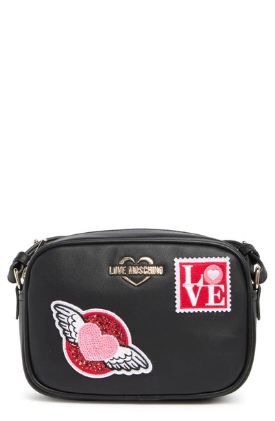 Love Moschino Borsa Leather Patchwork Crossbody Bag In Nero