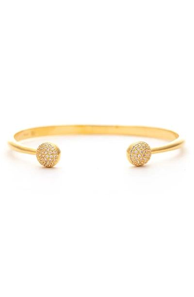 Rivka Friedman Pave Cz Beads Polished Bangle Bracelet In 18k Gold Clad