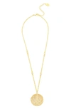 Rivka Friedman 18k Yellow Gold Clad Cz Textured Disc Pendant Necklace In 18k Gold Clad