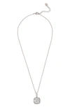 Rivka Friedman White Rhodium Clad Pavé Cz Cushion Pendant Necklace In White Rhodium Clad