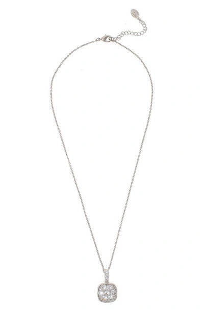 Rivka Friedman White Rhodium Clad Pavé Cz Cushion Pendant Necklace