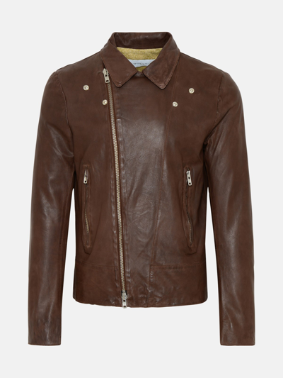 Bully Brown Leather Jacket In Beige