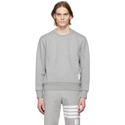 Thom Browne Grey Back Stripe Loopback Sweatshirt In Light Grey
