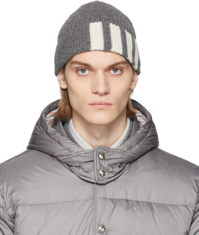 Thom Browne Grey 4-bar Stripe Cashmere Beanie