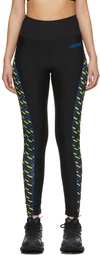 VERSACE BLACK & BLUE GRECA SIGNATURE SPORT LEGGINGS