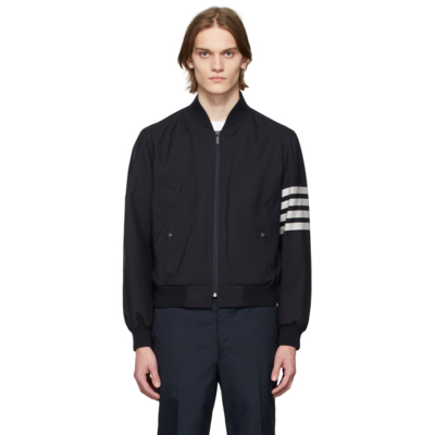Thom Browne 4-bar Plain Weave Suiting Bomber Jacket In Navy