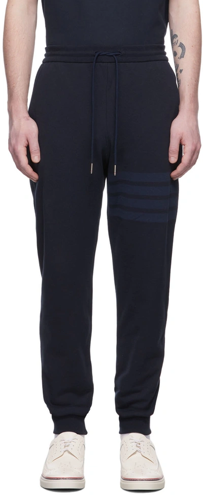 Thom Browne Navy 4-bar Lounge Trousers In 415 Navy