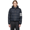 THOM BROWNE NAVY DOWN 4-BAR BOMBER JACKET