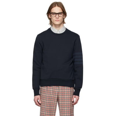 Thom Browne 4-bar Crew-neck Loopback-cotton Sweatshirt In Blue