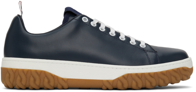 Thom Browne Mid-top Leather Court Sneakers In Navy