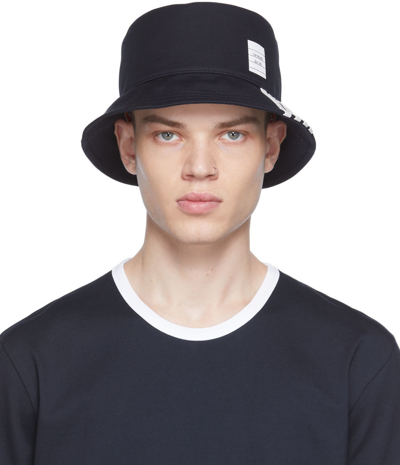 Thom Browne Navy 4-bar Classic Bucket Hat In Blue