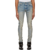 Amiri 15cm Stack Cotton Denim Jeans In Clay Indigo