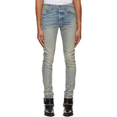 Amiri 15cm Stack Cotton Denim Jeans In Clay Indigo