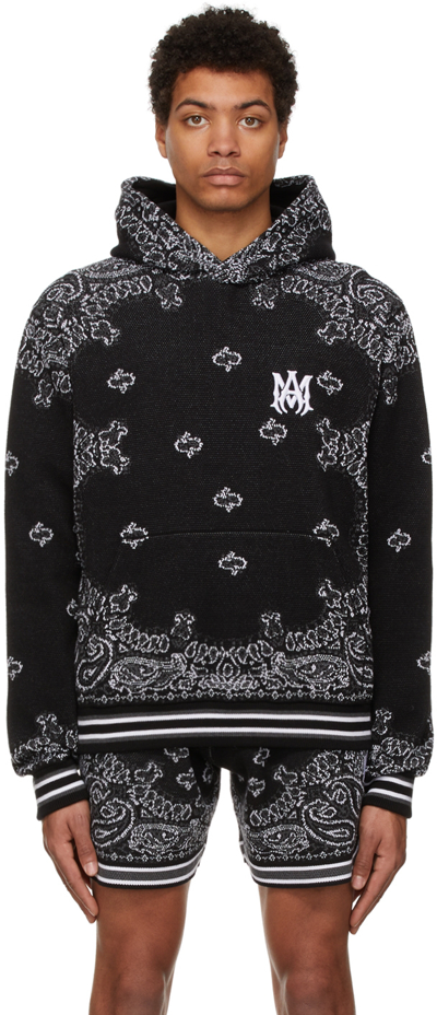 Amiri Bandana B-ball Relaxed-fit Cotton And Cashmere-blend Hoody In Black Grey