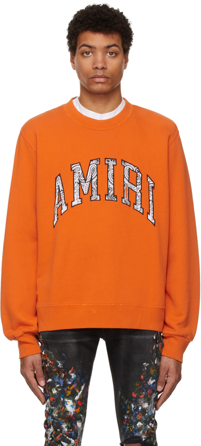 Amiri Bandana Logo Cotton-jersey Sweatshirt In Orange ModeSens