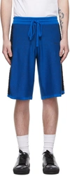Versace La Greca Drawstring Knitted Shorts In 1u820 Sapphire
