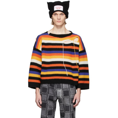 Charles Jeffrey Loverboy Multicolor Stripe Slash Sweater In Schwarz