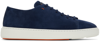 Santoni Suede Low-top Sneakers In Blue