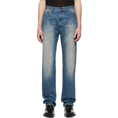 Y/project Stitched-panel Loose-fit Jeans In Blue
