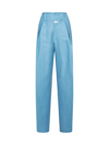 Etro Linen And Silk Blend Tailored Trousers In Azzurro