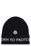 MONCLER BORN TO PROTECT - RIBBED KNIT BEANIE