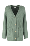 Vince Ribbed-knit Alpaca Wool-blend Cardigan In Green