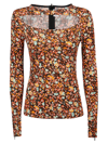 Victoria Beckham Floral Cutout Top In Brown/orange/turquoise