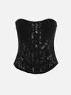 Dolce & Gabbana Cotton Top With All-over Lace Work In Black