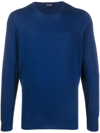 DRUMOHR STORM BLUE COTTON CREWNECK JUMPER